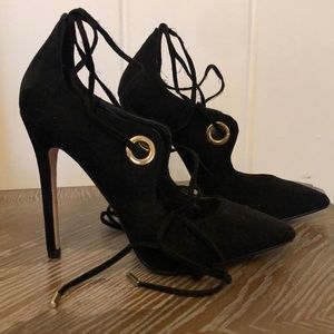 Black faux suede 4” Heels